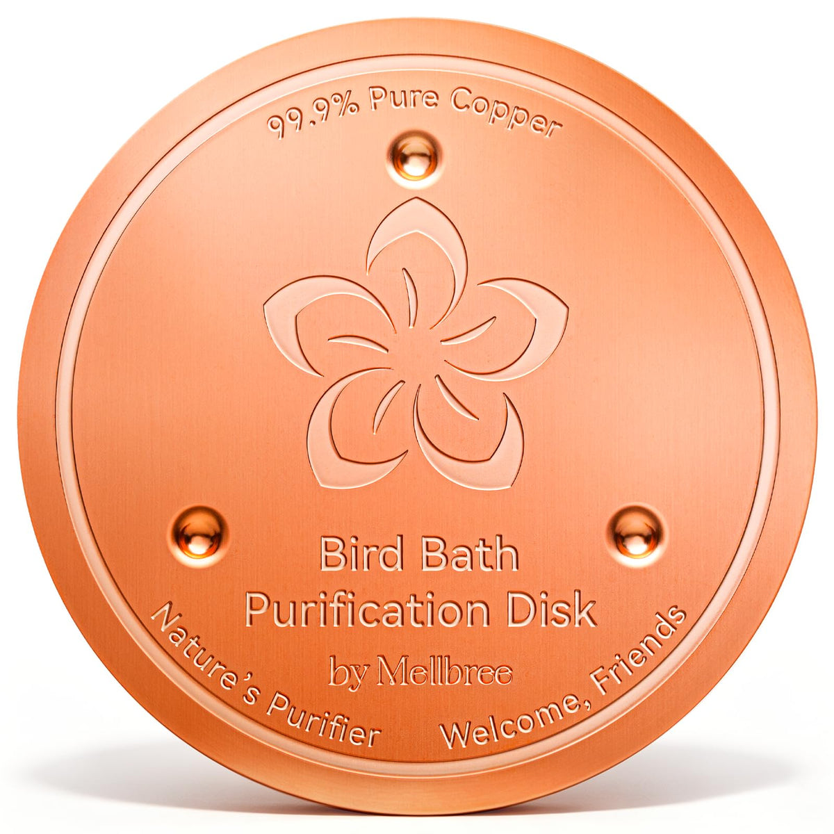 Mellbree 4-Pack Bird Bath Copper Disc, 0.6mm Reinforced 99.99% Pure Copper Cleaning Disk with Triple-Point Support for Physical Safe Clean Water All-Season (Sunflower)