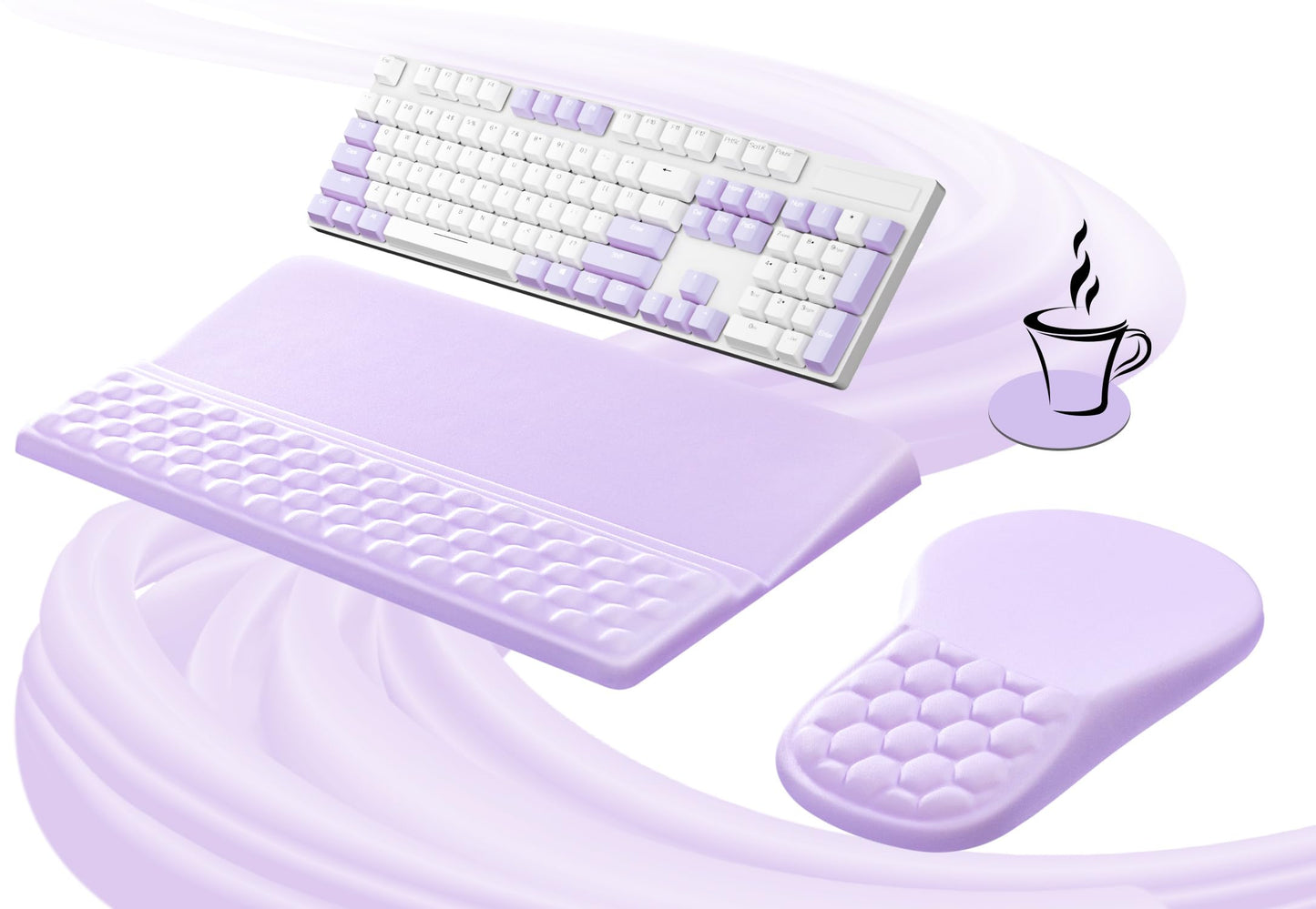 Ospelelf Ergonomic Mouse Pad and Keyboard Stand Wrist Rest Set, Memory Foam Comfort, Pain Relief for Typing, Office Desk Accessories, Purple