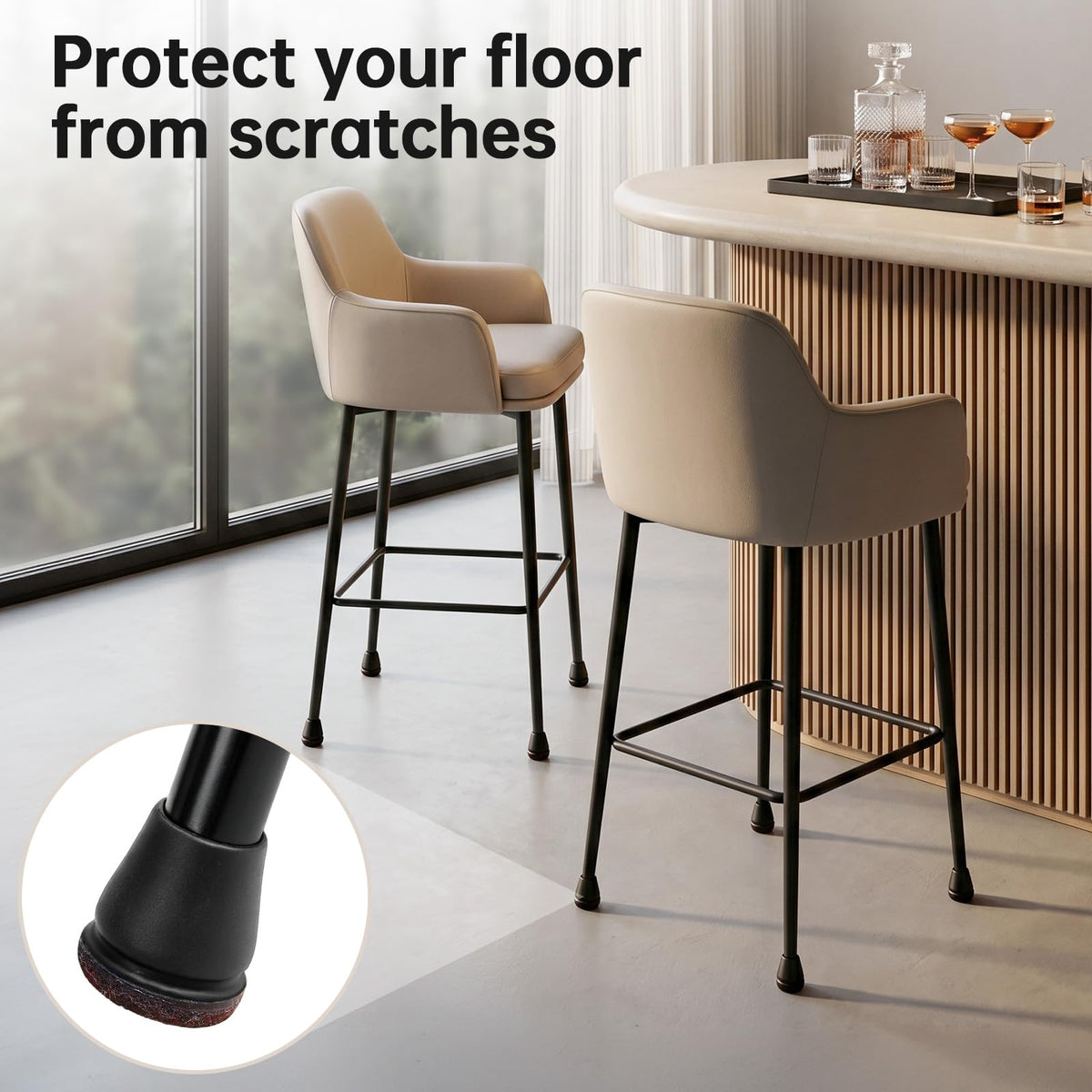 8 Pcs Small Silicone Chair Leg Sliders for Hardwood Floors (8 Count)