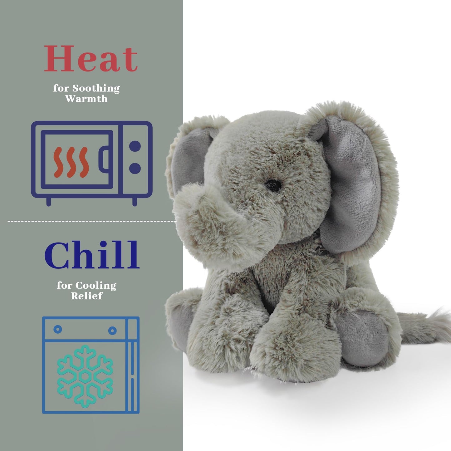 Pluhsould Microwavable & Weighted Stuffed Animals,Elephant Stuffed Animal 8.5 Inch, 1.1 Lbs,Cute Soft Plush Toys for Boys, Girls, Babies & Toddlers（Lightly Scented with Chamomile