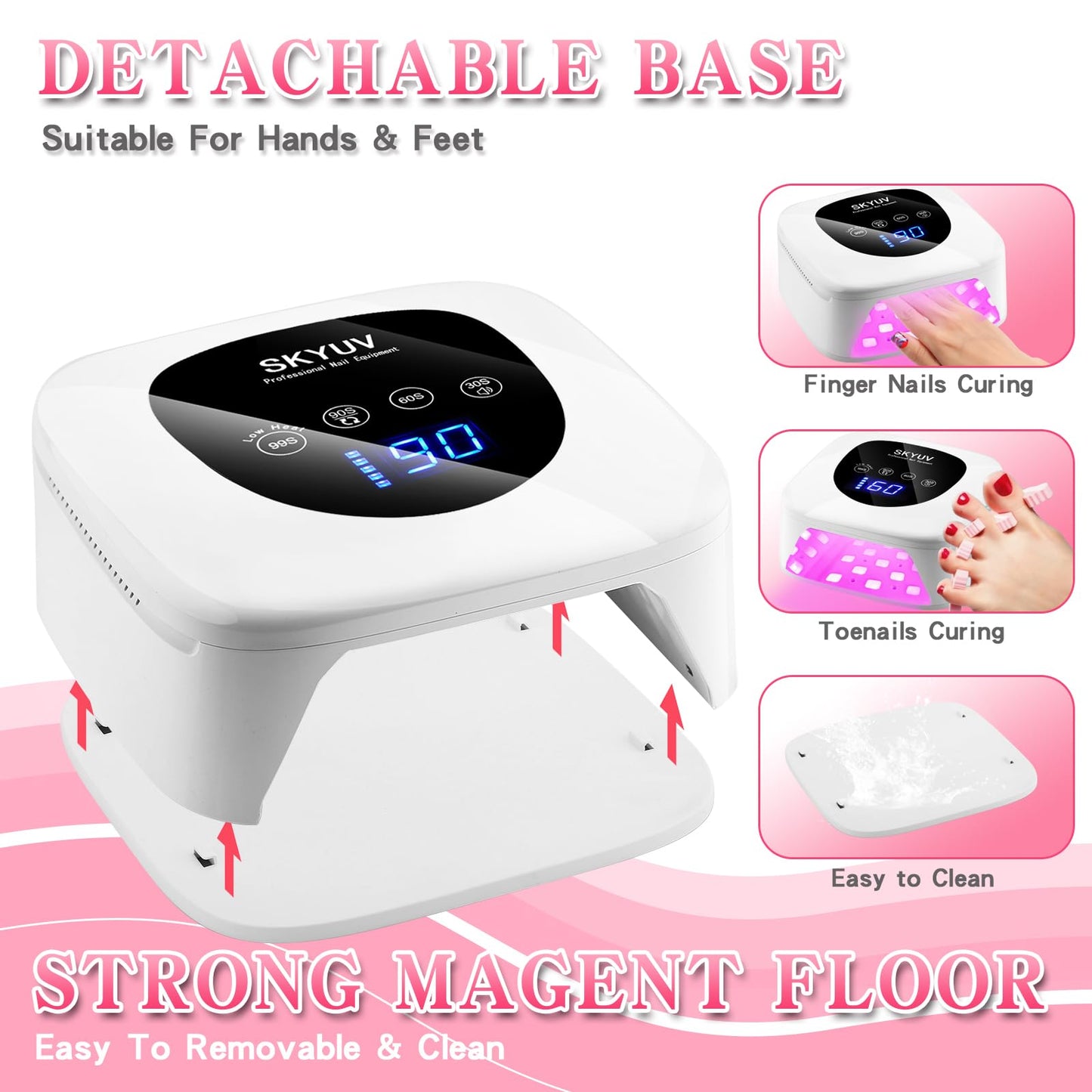 Rechargeable UV LED Nail Lamp, SKYUV Cordless Nail Dryer for Gel Polish, UV Nail Lamp with 4 Timers Setting and LED Touch Screen, Professional Curing Lamp Light with 30 Beads for Salon and Home ﻿