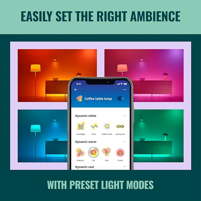 WiZ LED Smart Light Bulbs, Sunset to Sunrise Automation + Motion Detection + Control with Voice or App, Full Color A19 60W 800LM E26 Indoor, Matter Compatible - 6 Pack