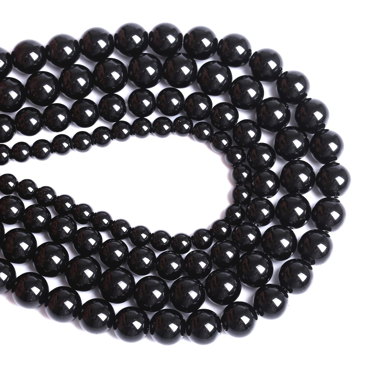 6mm 66pcs Natural Black Agates Onyx Stone Beads Smooth Round Loose Spacer Beads for Jewelry Making DIY Bracelets 15"