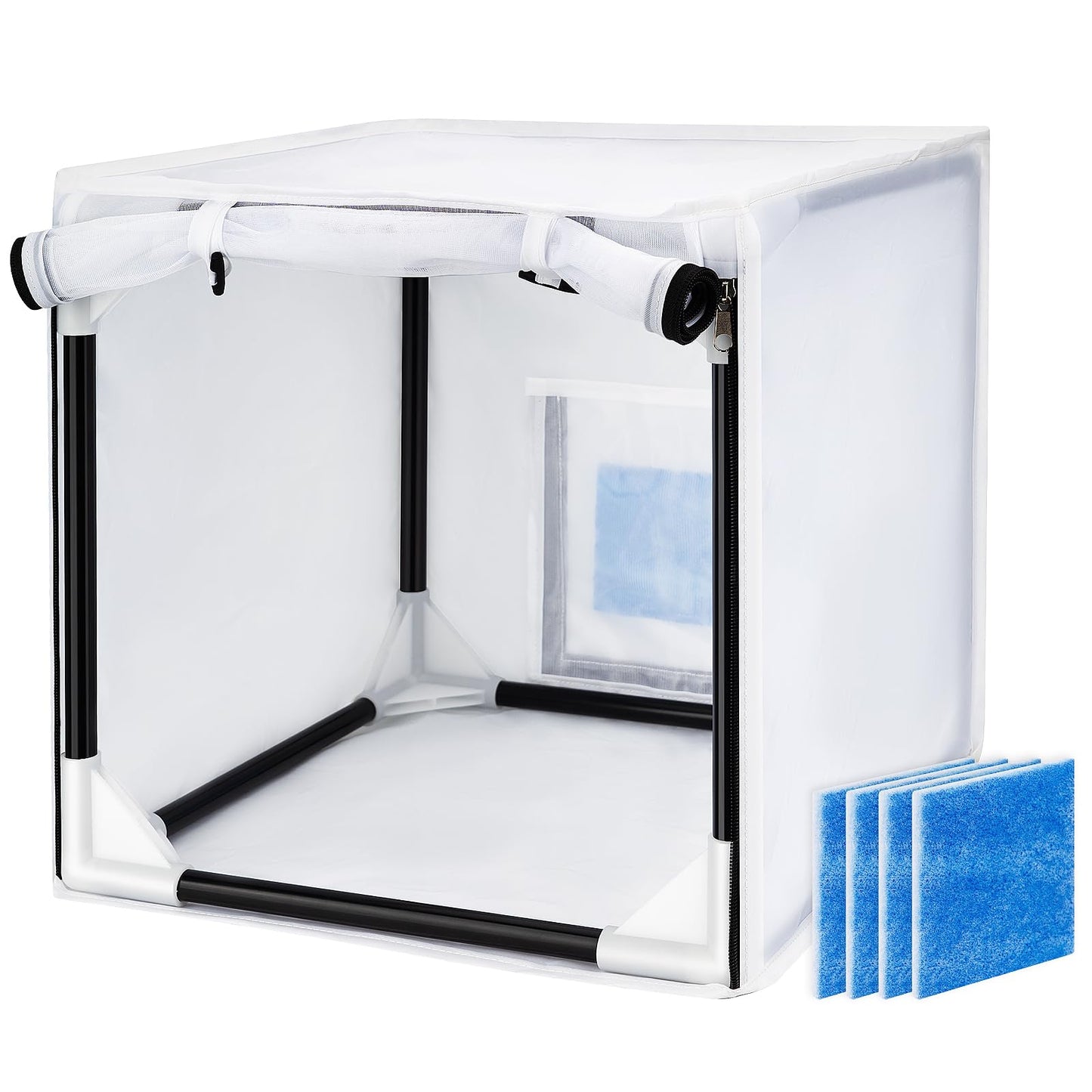 Airbrush Paint Spray Booth,with Filter & Curtain 15 inch Portable Spray Paint Booth Tool, Tool for DIY Projects, White (15inch)