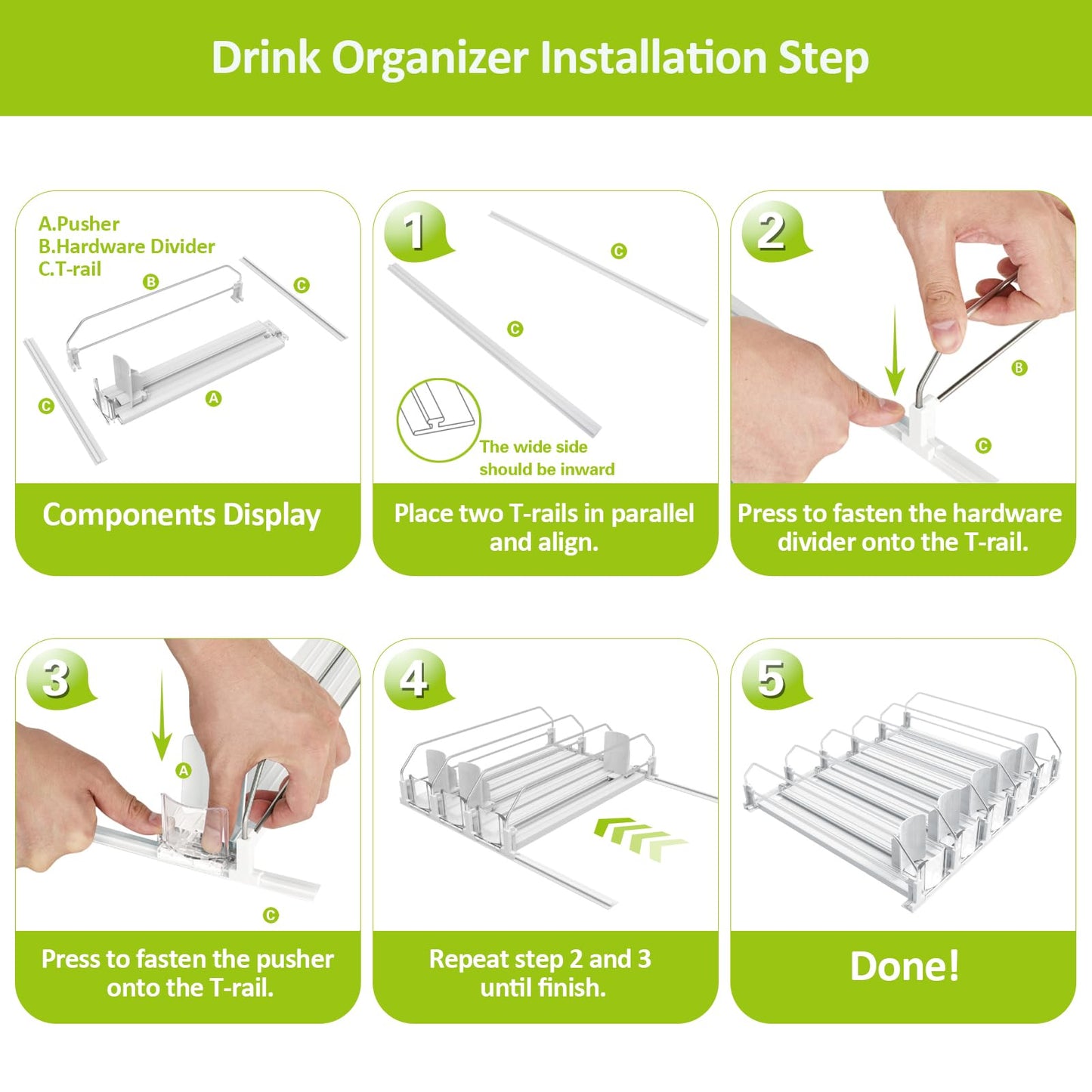Drink Organizer for Fridge,Self Pushing Fridge Drink Organizer,Automatic Drink Dispenser for Fridge-Holds up to 25 Cans