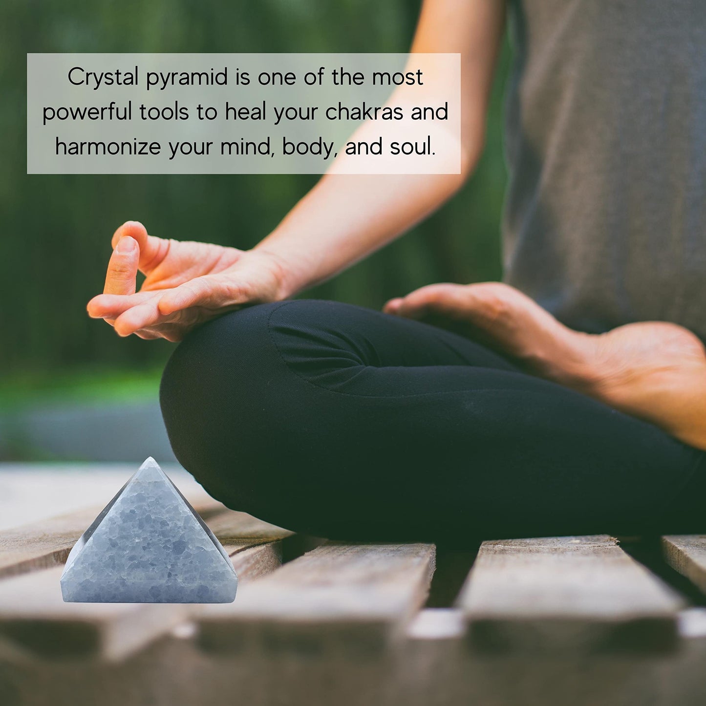 Amazing Gemstone Blue Calcite Pyramid Crystal Healing Stones - 2" Great Pyramid Figurine of Natural Stone Pyramid for Meditation, Reiki, Chakra Balancing and Crystal Pyramids Grid