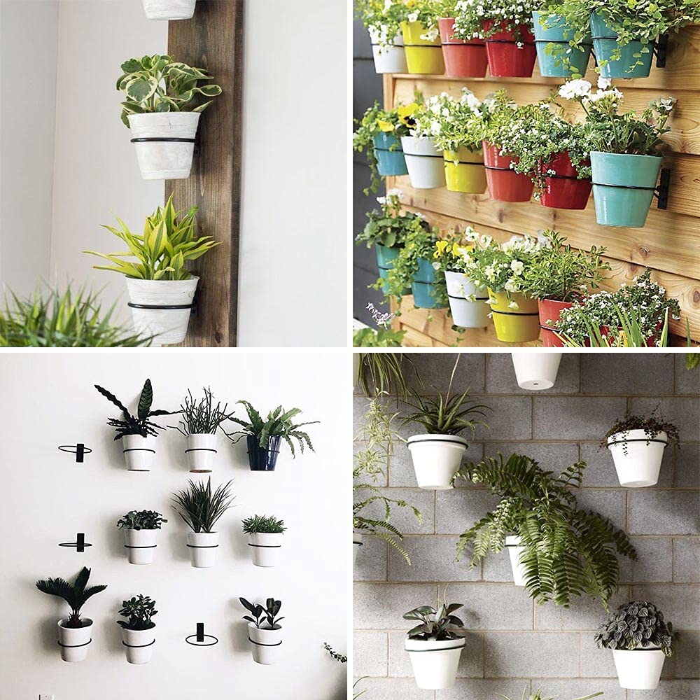 Sivya 6 Pack 6in Flower Pot Holder Ring Wall Mounted Metal Planter Hooks Hangers (6, 6")