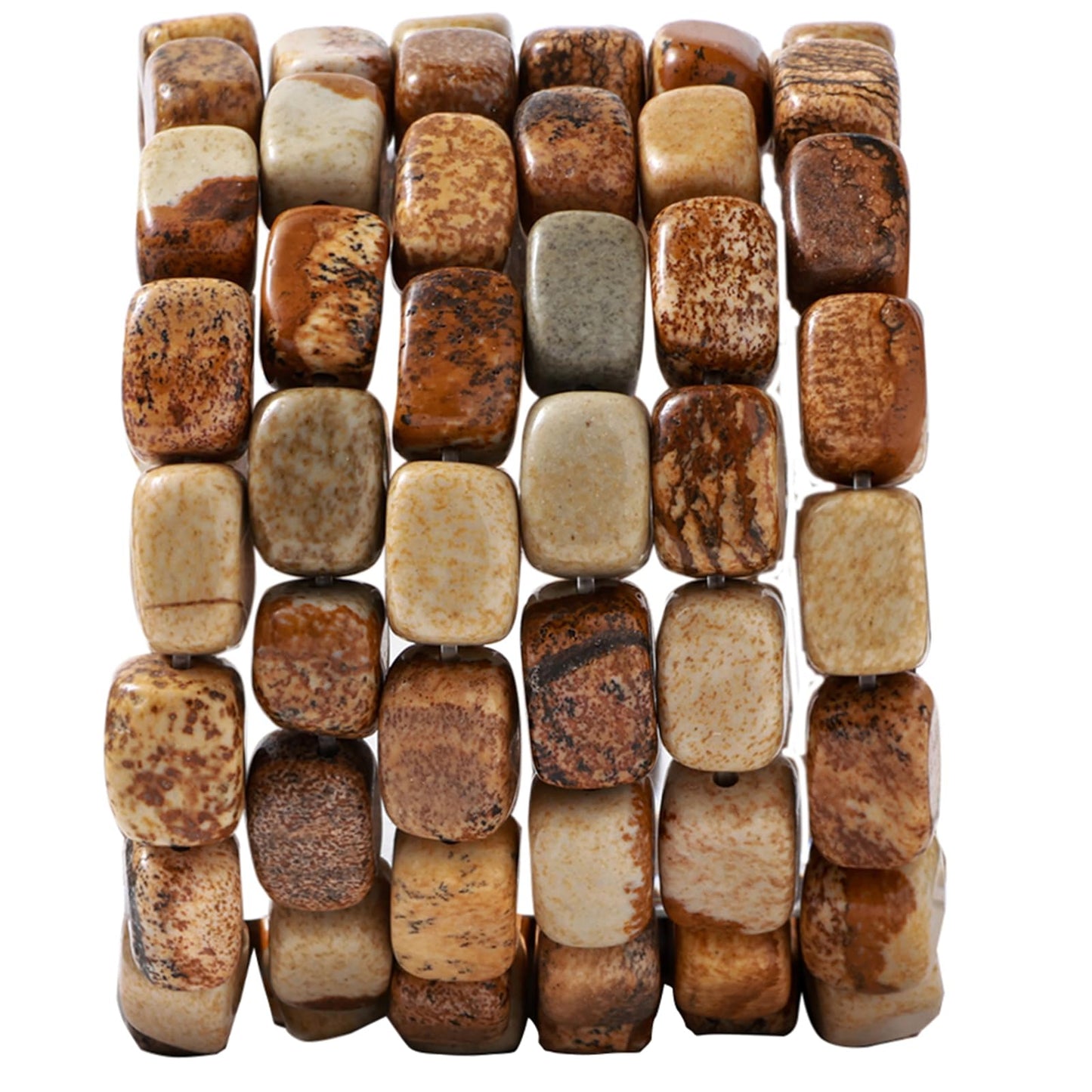 Natural Large Brown Picture Jasper Cube Stone Beads 8x11mm 38cm/str Loose Semi Gemstone Stone Square Beads for Making Bracelets Necklace