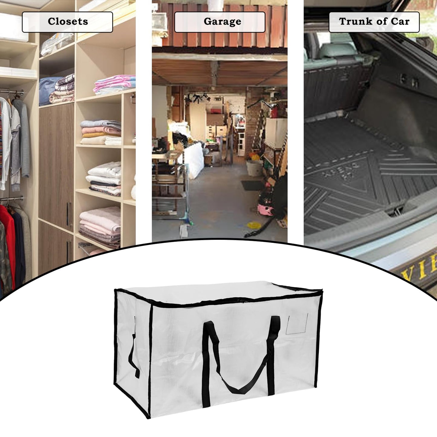 4-Packs Extra Large Heavy Duty Moving Bags, Waterproof Storage Totes with Handles & Zippers Storage Bags Totes for Clothes Packing, Dorms, College Supplies, Space Saving, Clear