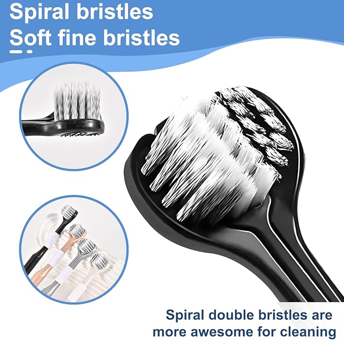 4-Pack Medium Toothbrush Set, Bulk Toothbrushes for Kids Travel, Multi-Angle Cleaning, Medium Soft Bristles, Black, White, Gray, Gold