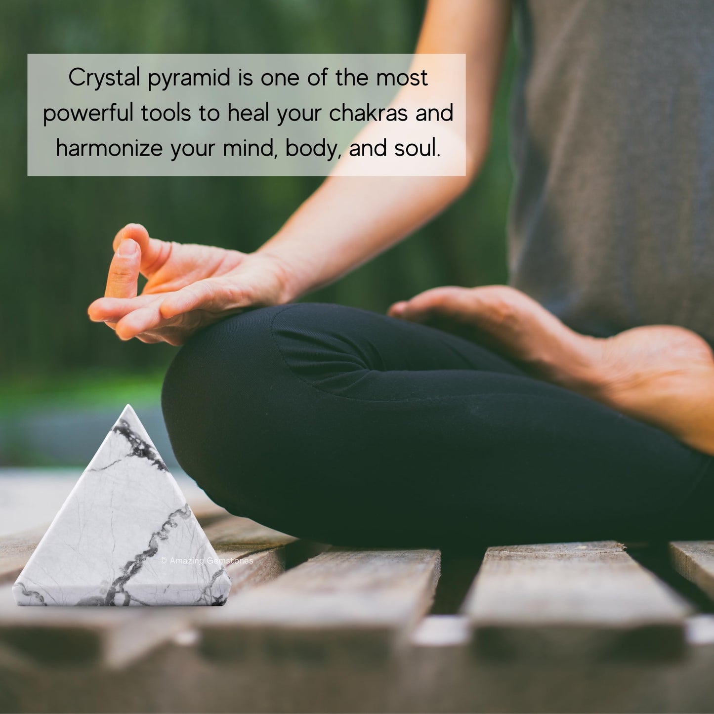 Amazing Gemstone Howlite Pyramid Crystal Healing Stones - 1.5" Great Pyramid Figurine of Natural Stone Pyramid for Meditation, Reiki, Chakra Balancing and Crystal Pyramids Grid