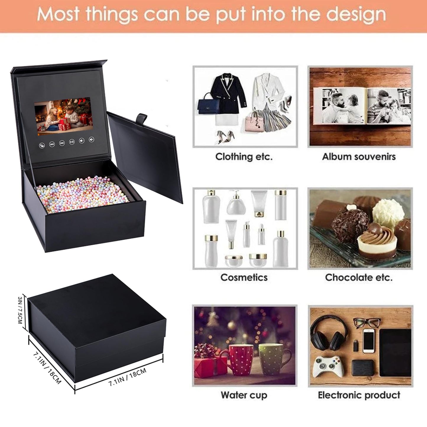 Sourcingbay Video Gift Box | 5" HD IPS Screen | 4GB Storage | Auto-Play Magnetic Lid | Hidden Surprise Compartment | Rechargeable Battery | Type-C Charging