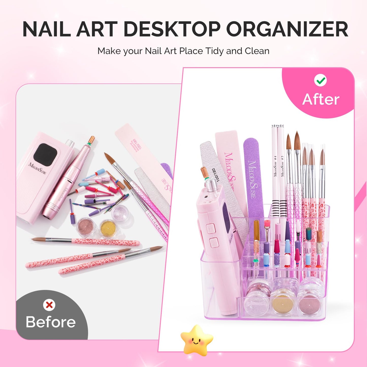 MelodySusie Nail Drill Holder, 21 Holes Nail Drill Bits Holder, Professional Acrylic Nail Tools Storage Box, Organizer Displayer for Manicure Efile Accessories Nail Drill Kit, Salon Home, Purple