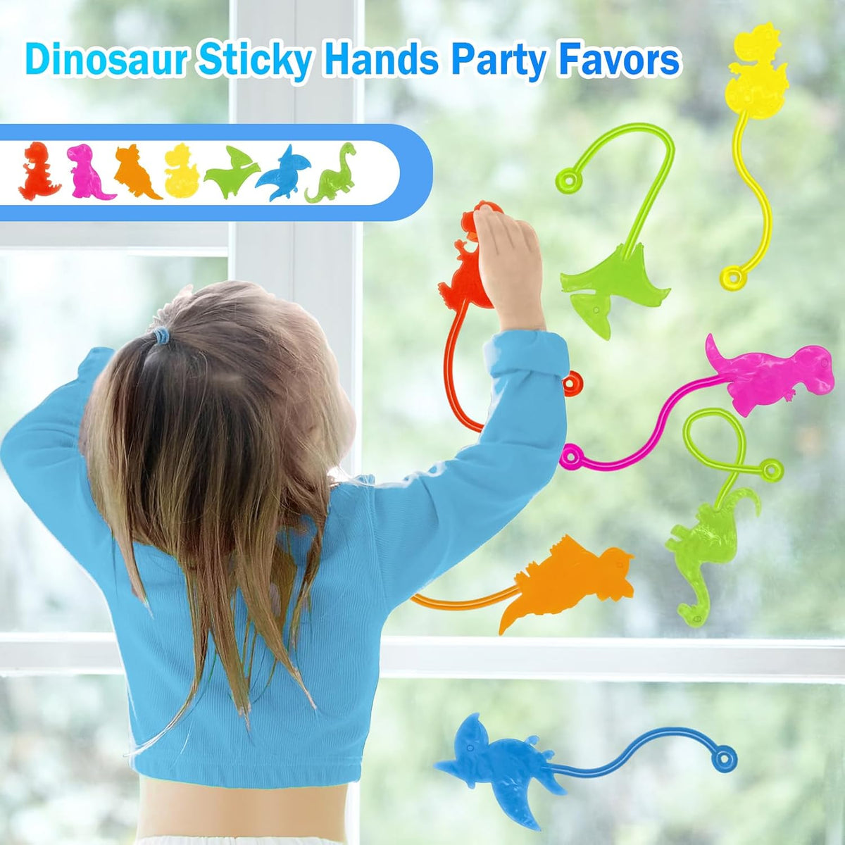 Dinosaur Sticky Hands Bulk 36 PCS Dinosaur Party Favors for Kids Stretchy Dino Sticky Hand Toy Goodie Bag Stuffers Fillers Treasure Box Toys for Classroom Prizes Carnival Birthday Party Supplies Gifts