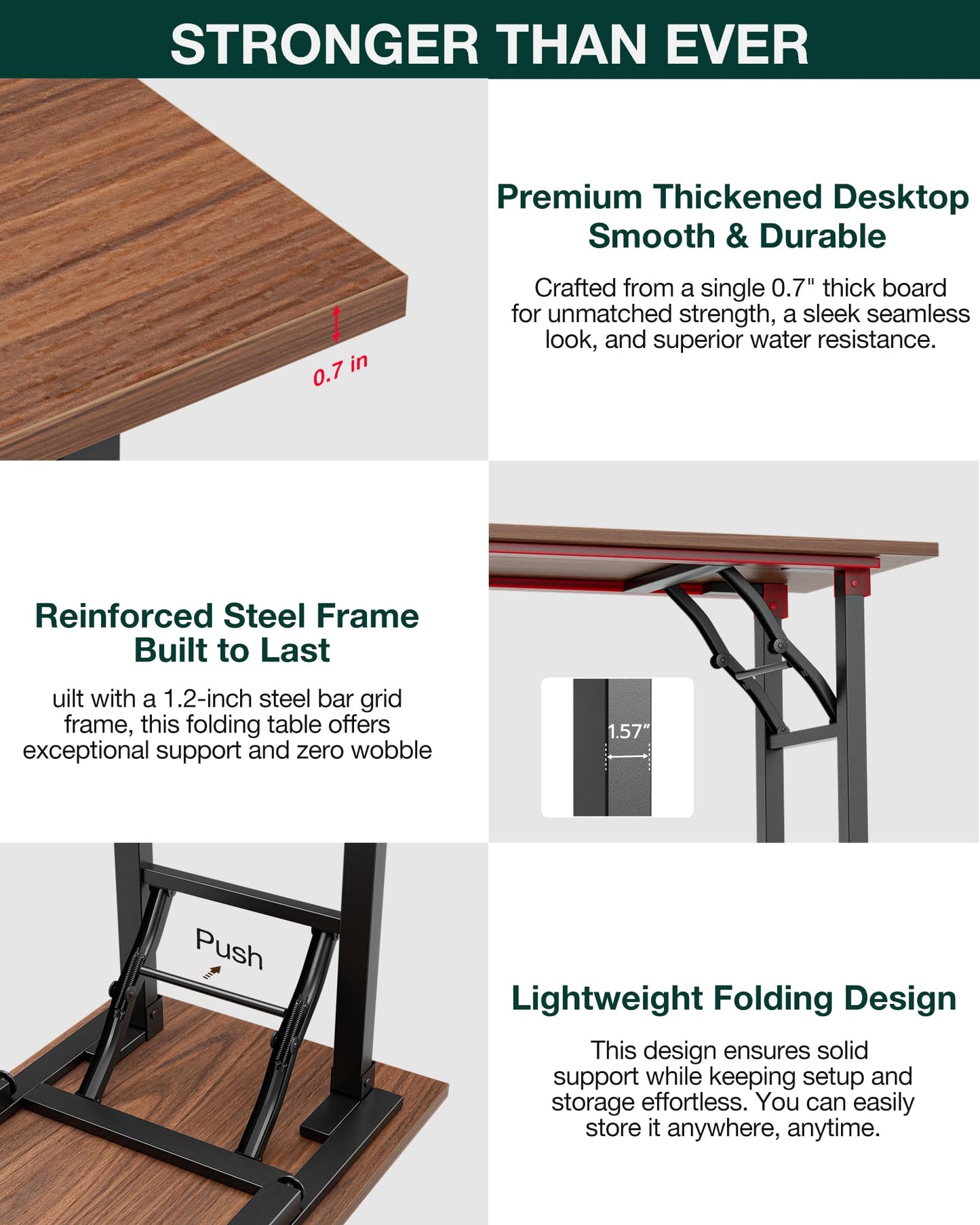 Frylr Small Folding Computer Desk – Portable 35.8 Inch Foldable Laptop Table, No-Assembly, Collapsible and Compact for Easy Storage, Lightweight for Small Spaces, Craft and Study Use, Dark Walnut