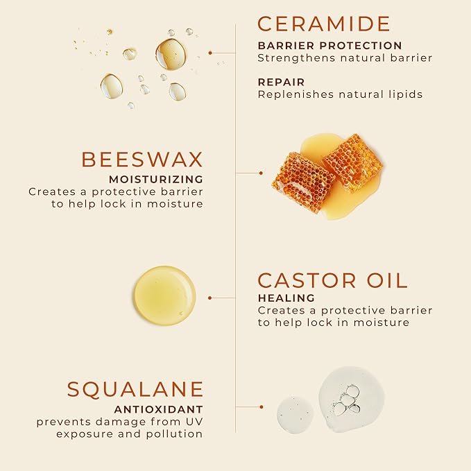 Unscented Lip Balm Hydrating for Dry Lips - Lip Moisturizer with Castor Oil and Beeswax, Chapped Lip Repair, Restores Smoothness, Barrier Protection, Fragrance-Free and Gentle (Pack of 3)