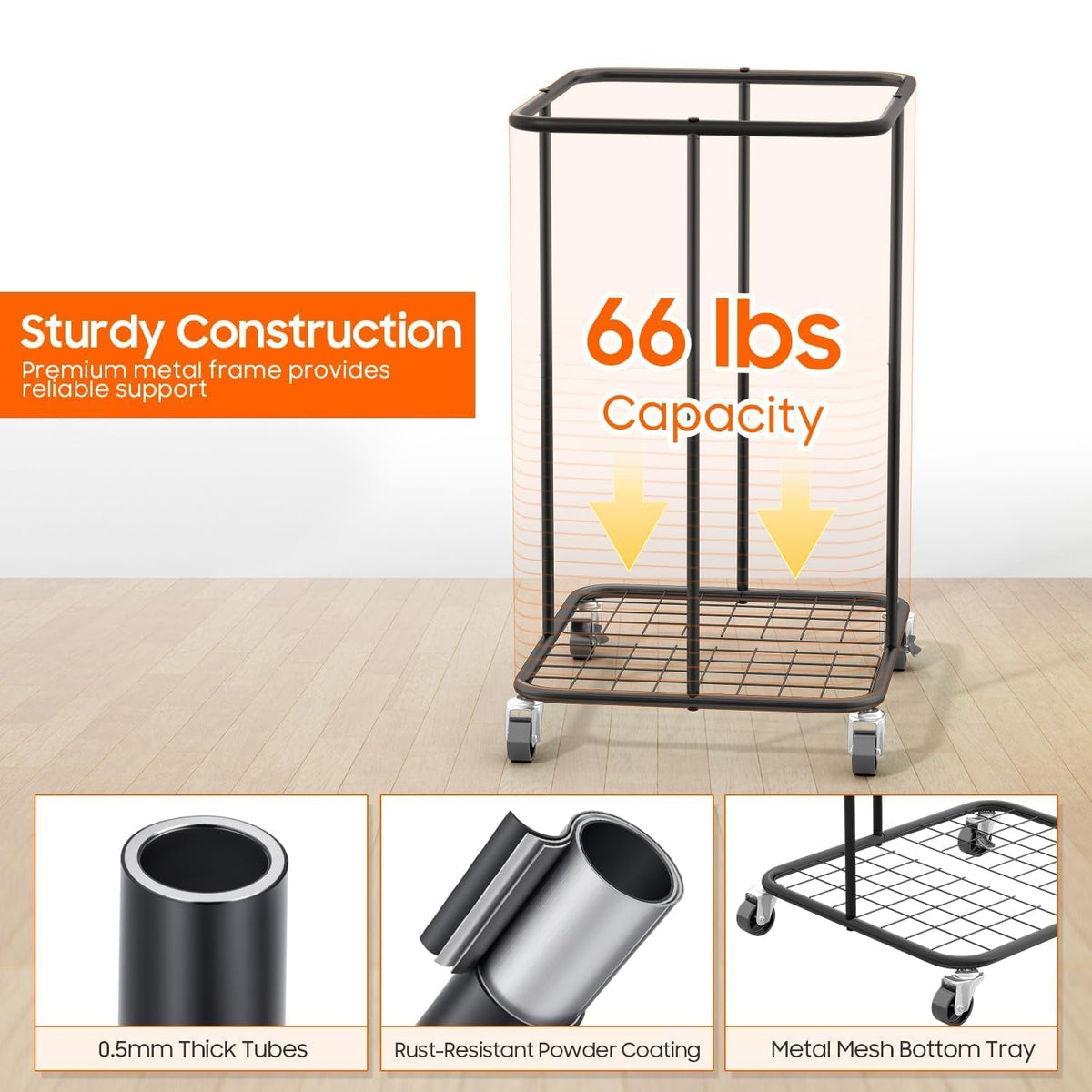 160L Laundry Hamper with Lid & Wheels