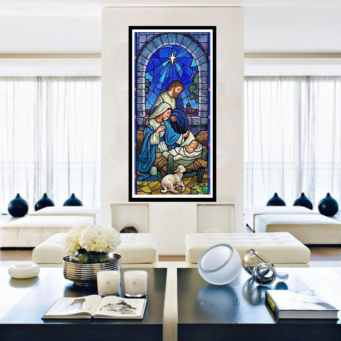 Jethami Diamond Painting Kits for Adults, DIY 5D Diamond Art Kits Full Drill Diamond Art for Adults Beginners 29.5x15.7 in (Christmas Church Banner)