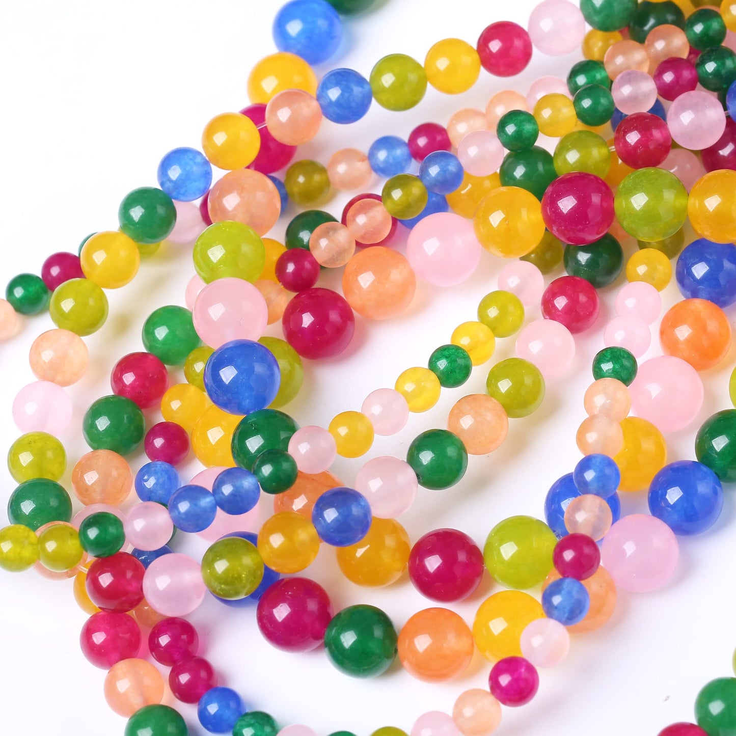 10MM Colored Agate Beads Round Loose Beads Natural Gem Beads Crystal Energy Stone Beads for Jewelry Making DIY Bracelet Necklace