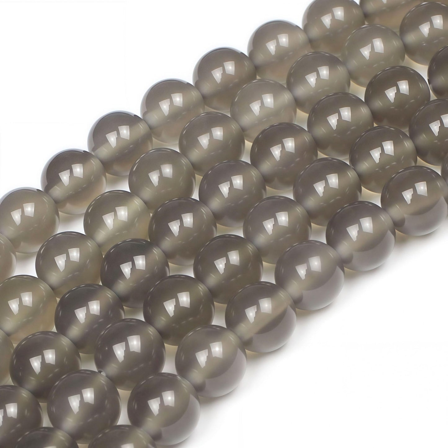 MJDCB 7A Natural Grey Agate Gemstone Round Stone Beads for Jewelry Making DIY Bracelet Necklace (10mm)