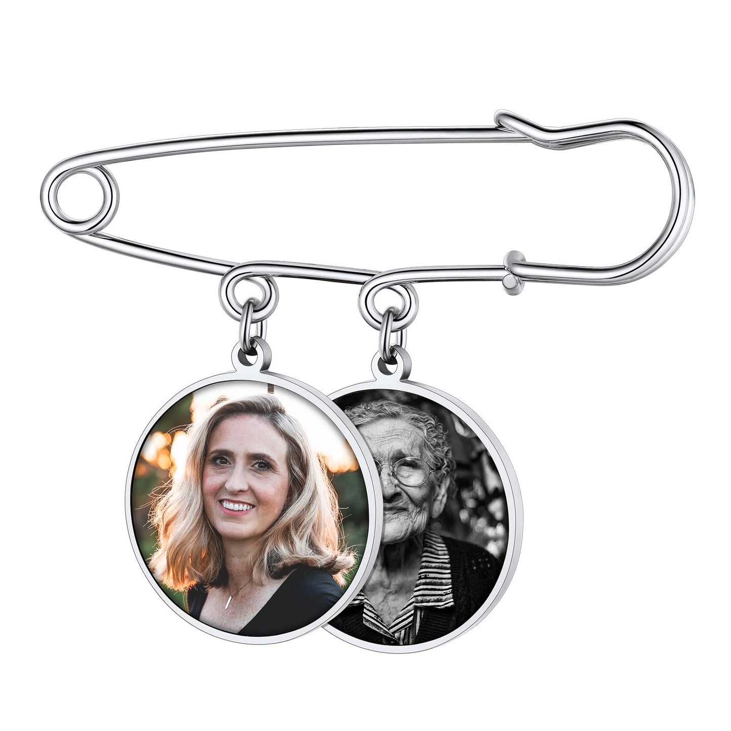 Custom4U Photo Charm for Wedding Bouquet Round Memory Charms Funeral Boutonniere with Pictures Customized Wedding Gifts