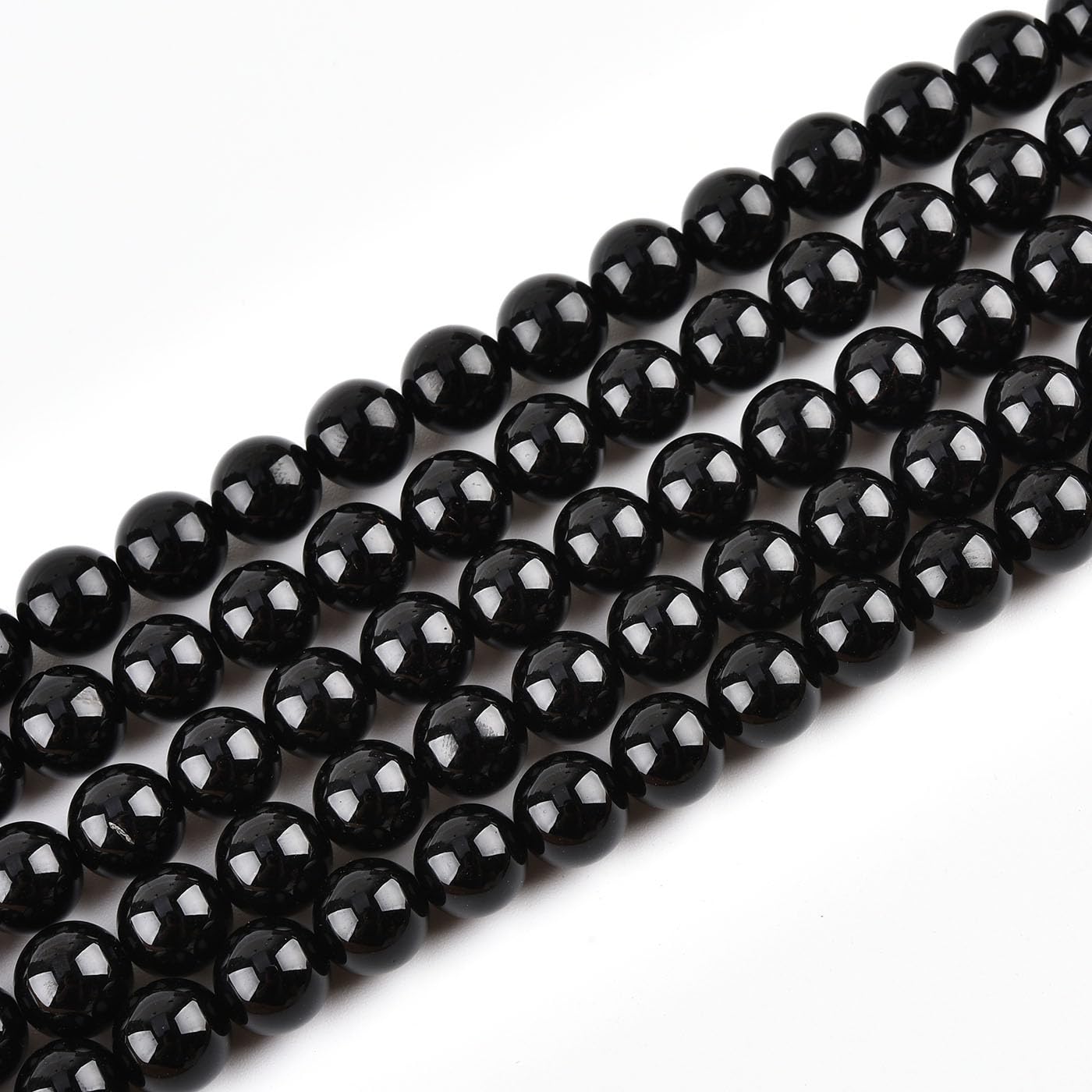 10mm Natural Black Onyx Beads Round Agate Gemstone Loose Beads for Jewelry Making (36-38pcs/strand) A