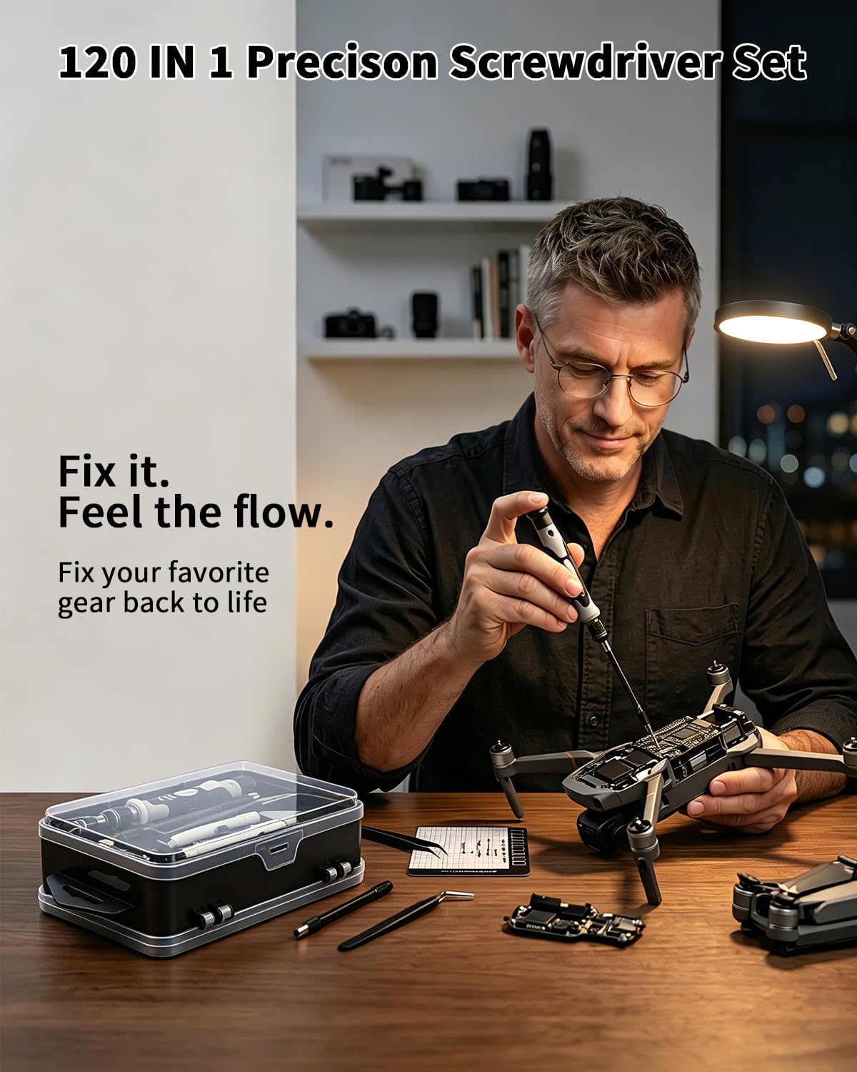 SHOWPIN 122 in 1 Precision Computer Screwdriver Kit, Laptop Screwdriver Sets with 101 Magnetic Drill Bits, Computer Accessories, Electronics Tool Kit Compatible for Tablet, PC, iPhone, PS4 Repair