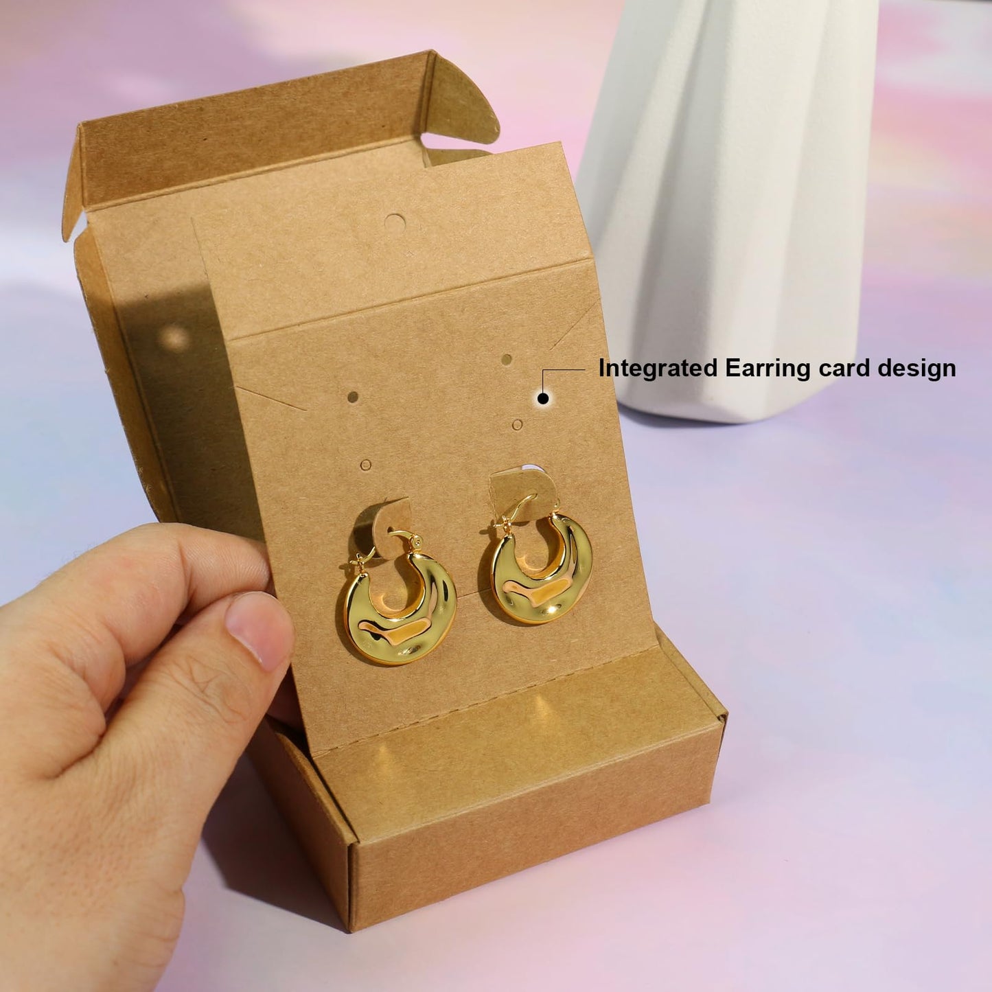50 Pack Bulk Jewelry Gift Boxes, KMEOSCH 3.5x3.5x2 Inch Kraft Paper Gift Wrapping Boxes Small Multi-purpose Recycled Cardboard Foldable Gift Packaging for Earrings, Necklaces, Rings, Selling(Easy Self-Assembly)