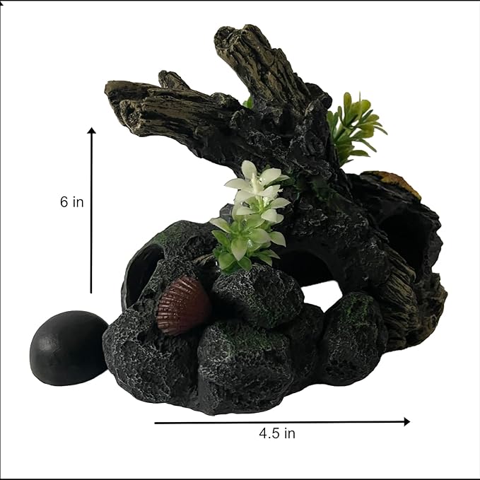 OrnaMounts Aquarium Decor Magnetic Driftwood Outcropping Ornament –Wall-Mounted Fish Tank Accessory