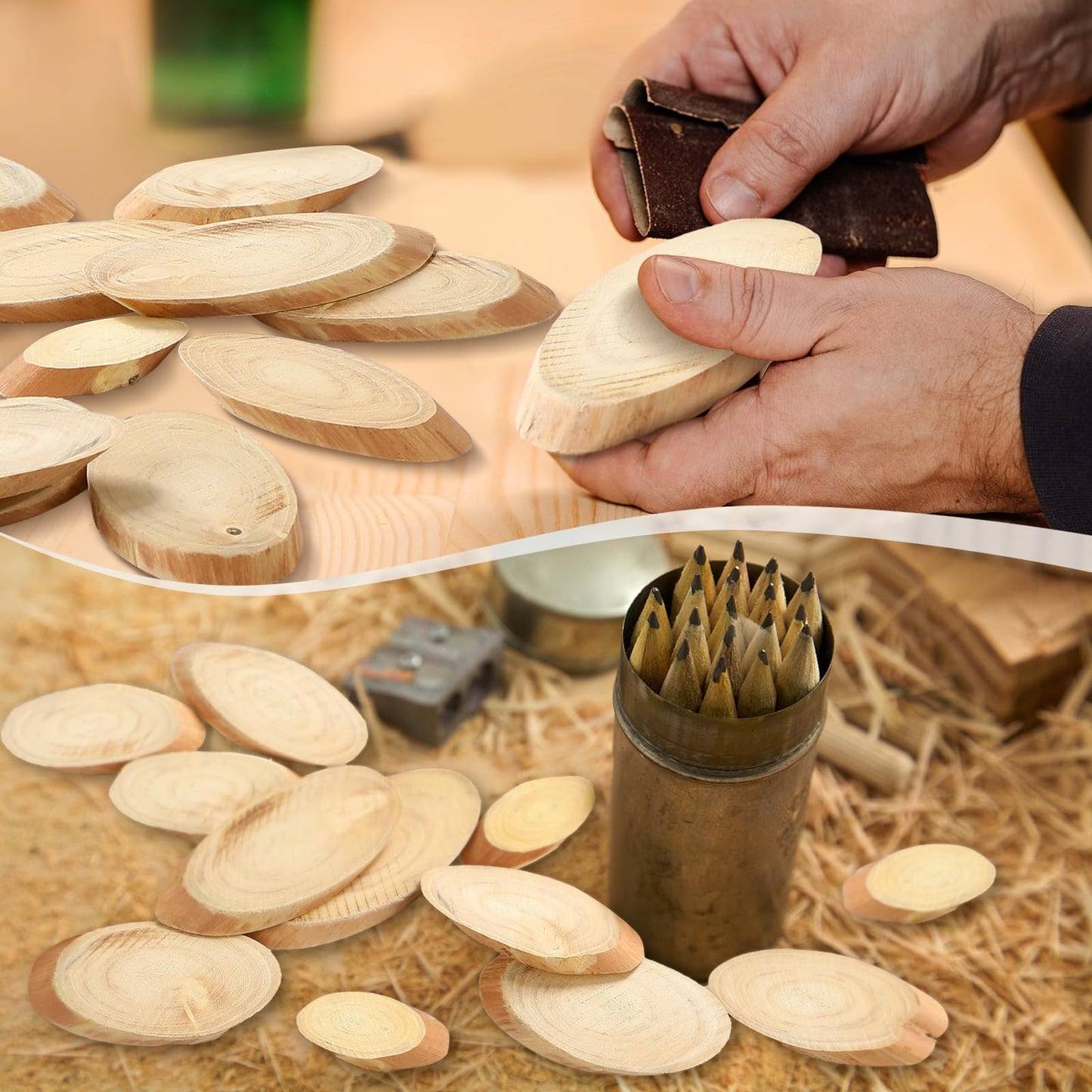 Gerrii 90 Pcs Irregular Natural Driftwood Chips for DIY Dried Wood Strips Oval Wood Chips for Table Decorations DIY Crafts Beach Decorations Card Making Photography Props Home Wedding Party Decor