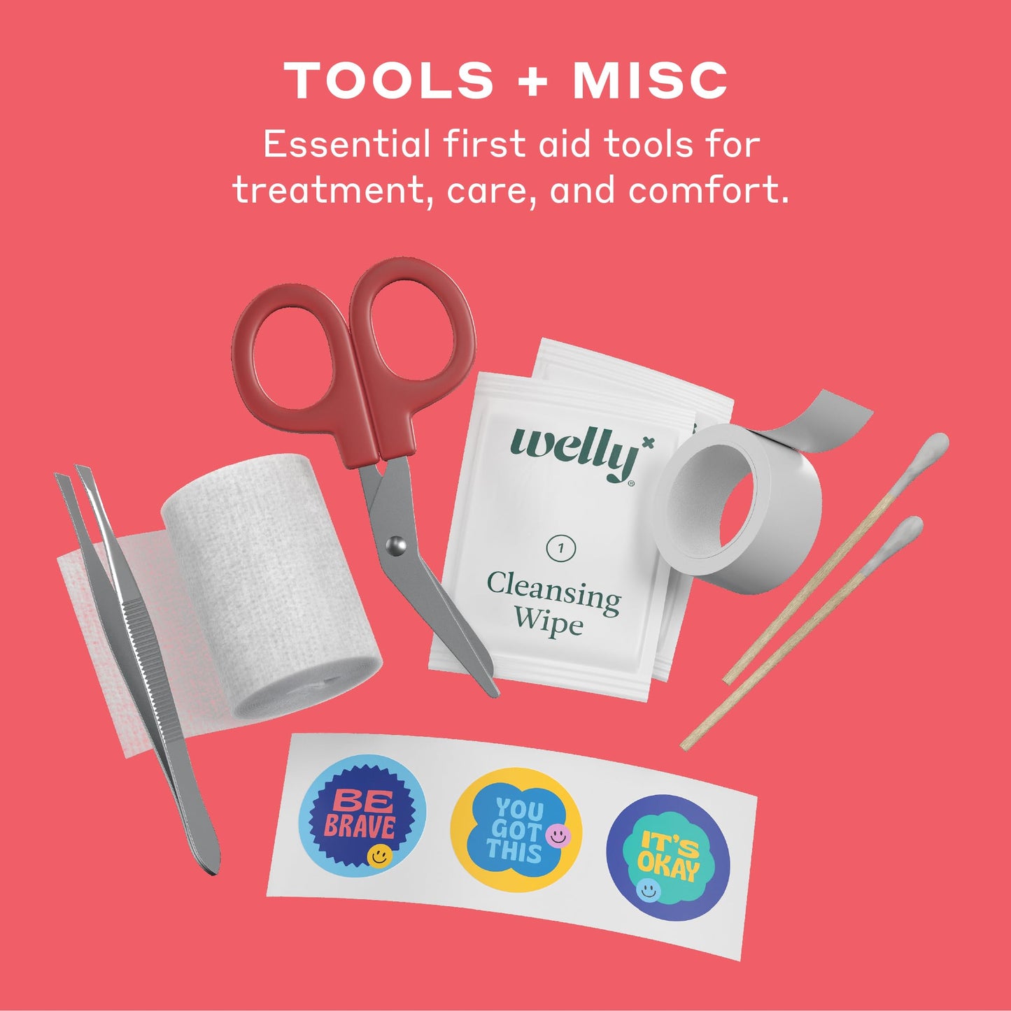 Welly Comprehensive First Aid Kit - FSA Eligible - Adhesive Bandages, Tape and Non-Stick Pads, Butterfly Strips, Cleansing Wipes, Ointments, Gauze, and More - 240 Pieces