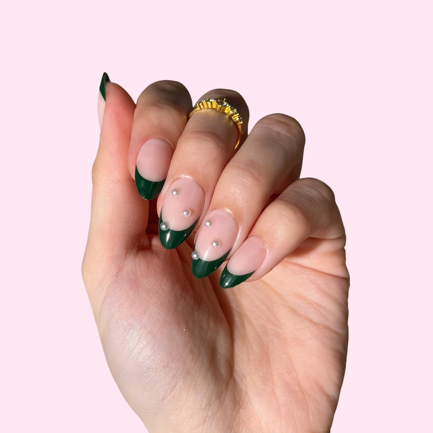 PaintLab Press-On Nails Manicure Kit, Forest Green Almond, 30-Piece Set, Long-Lasting Fake Nails with Glue, File, Prep Pad & Cuticle Stick