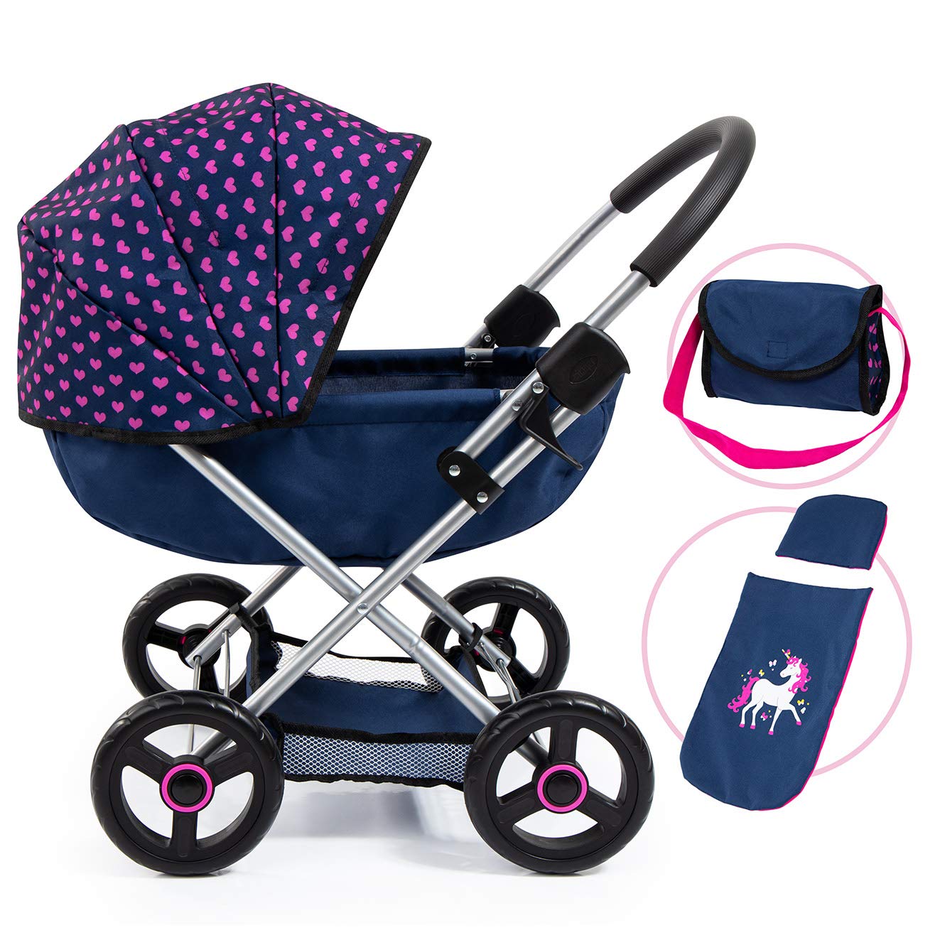 Bayer 4-in-1 Doll Pram Stroller Set with Accessories for 18 in Dolls