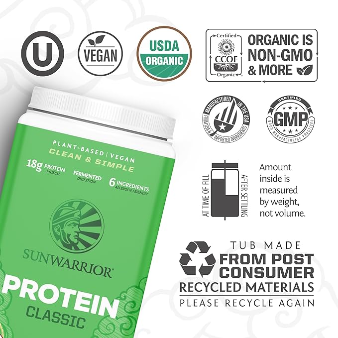 Brown Rice Protein Powder with Bcaa & Amino Acids Raw Rice Protein Shake Gluten Free Low Carb Dairy Free | Plant Based Classic Sprouted Brown Rice Protein Powder Chocolate 750g by Sunwarrior