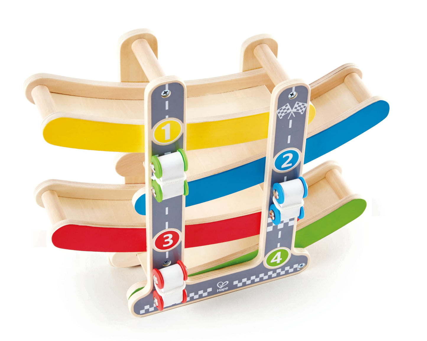 Hape Oddler Toys for 1 2 Year Old Boy & Girl Gifts Wooden Race Track Car Ramp Racer with 4 Mini Cars