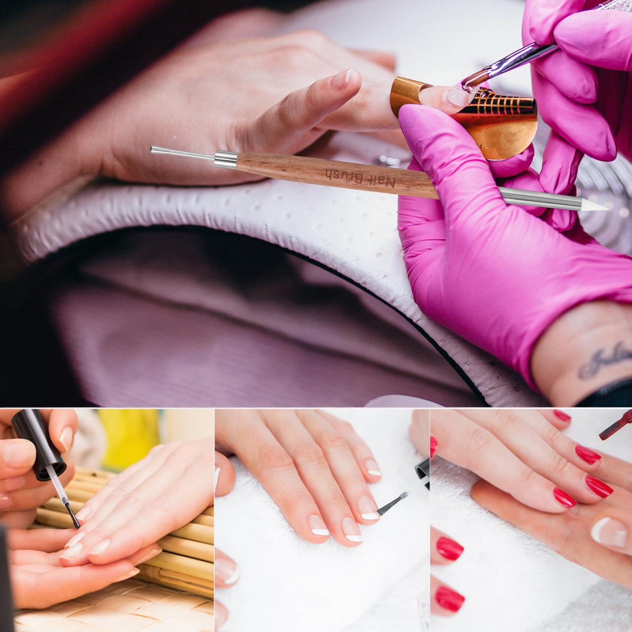 PLAFOPE Nail Art Pen Double Headed Gel Polish Brush 6.49In Nail Design Tool for Sculpting Dotting Drawing and Embossing Precision Manicure Accessory