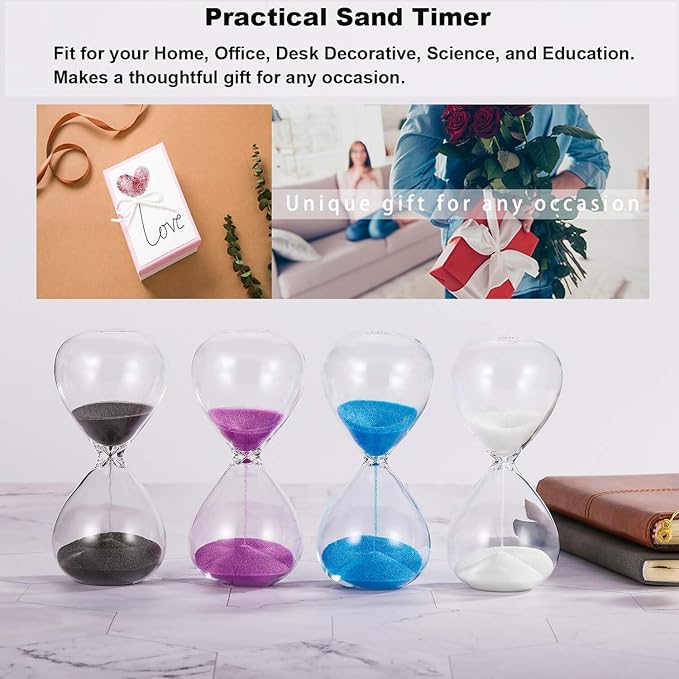 SuLiao Hourglass 30 Minute Sand Timer: 5.1 Inch Black Sand Clock, Extra Reloj De Arena, Unity Hour Glass Sandglass for Kids, Games, Classroom, Home, Desk, Office Decoration