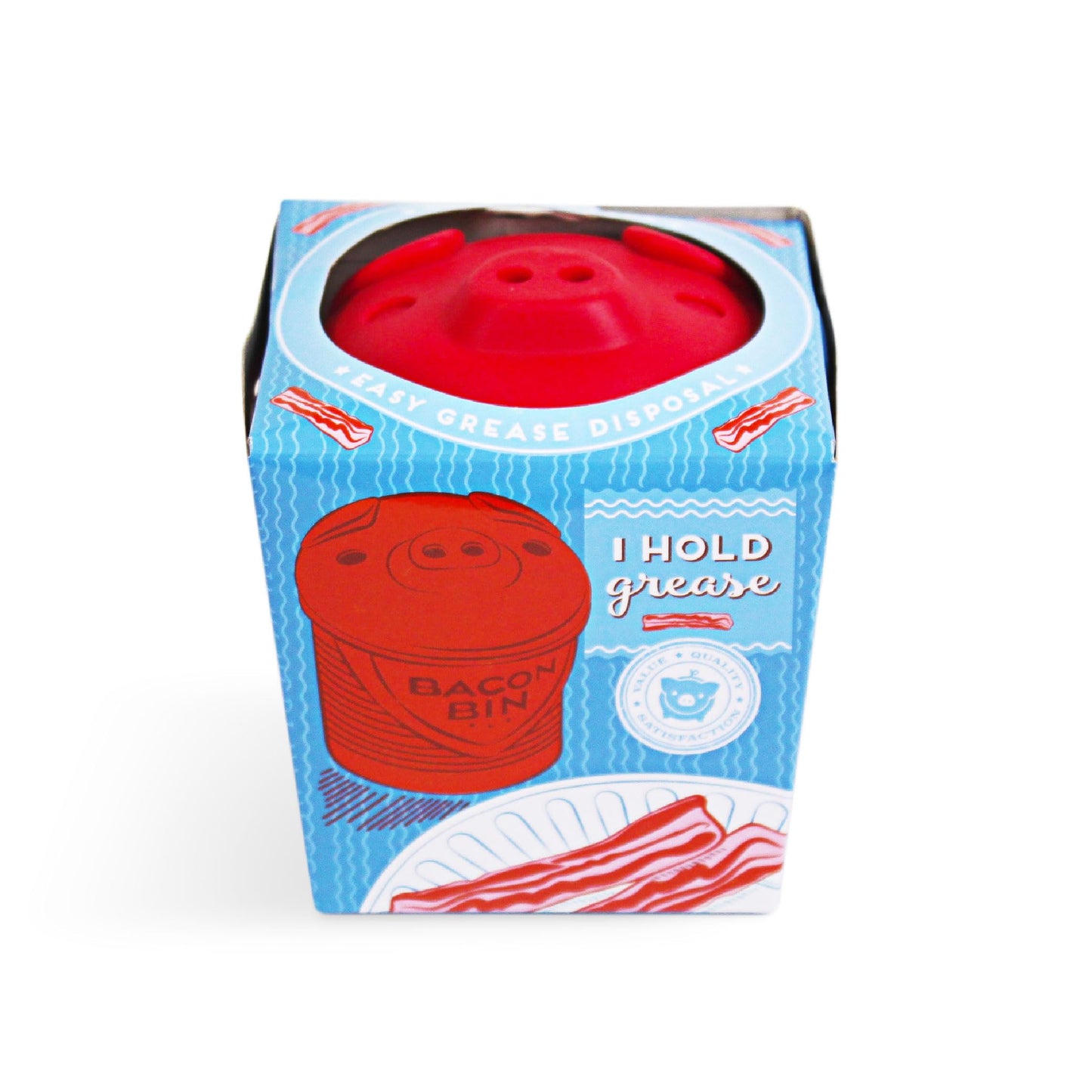 Talisman Designs Bacon Bin Grease Strainer & Collector | Family Friendly Kitchen Tools | Fun & Functional Silicone Grease Container | Holds up to 1 Cup | Red