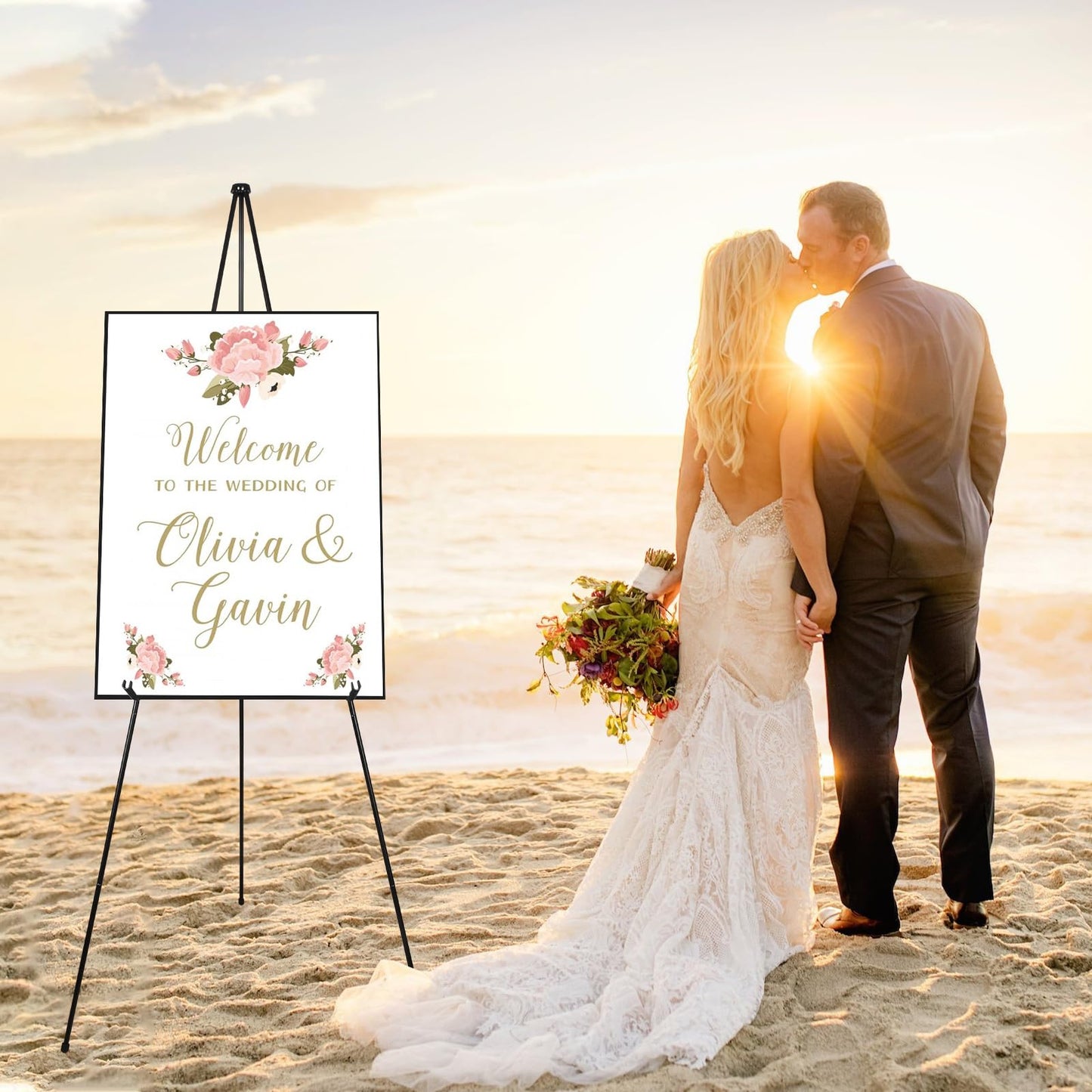 DAJAVE 6 Pack Display Easel Stand 63 Inch Folding Easels for Display, Portable Tripod Display Easel, Black Adjustable Metal Easel for Wedding Sign, Posters, Painting
