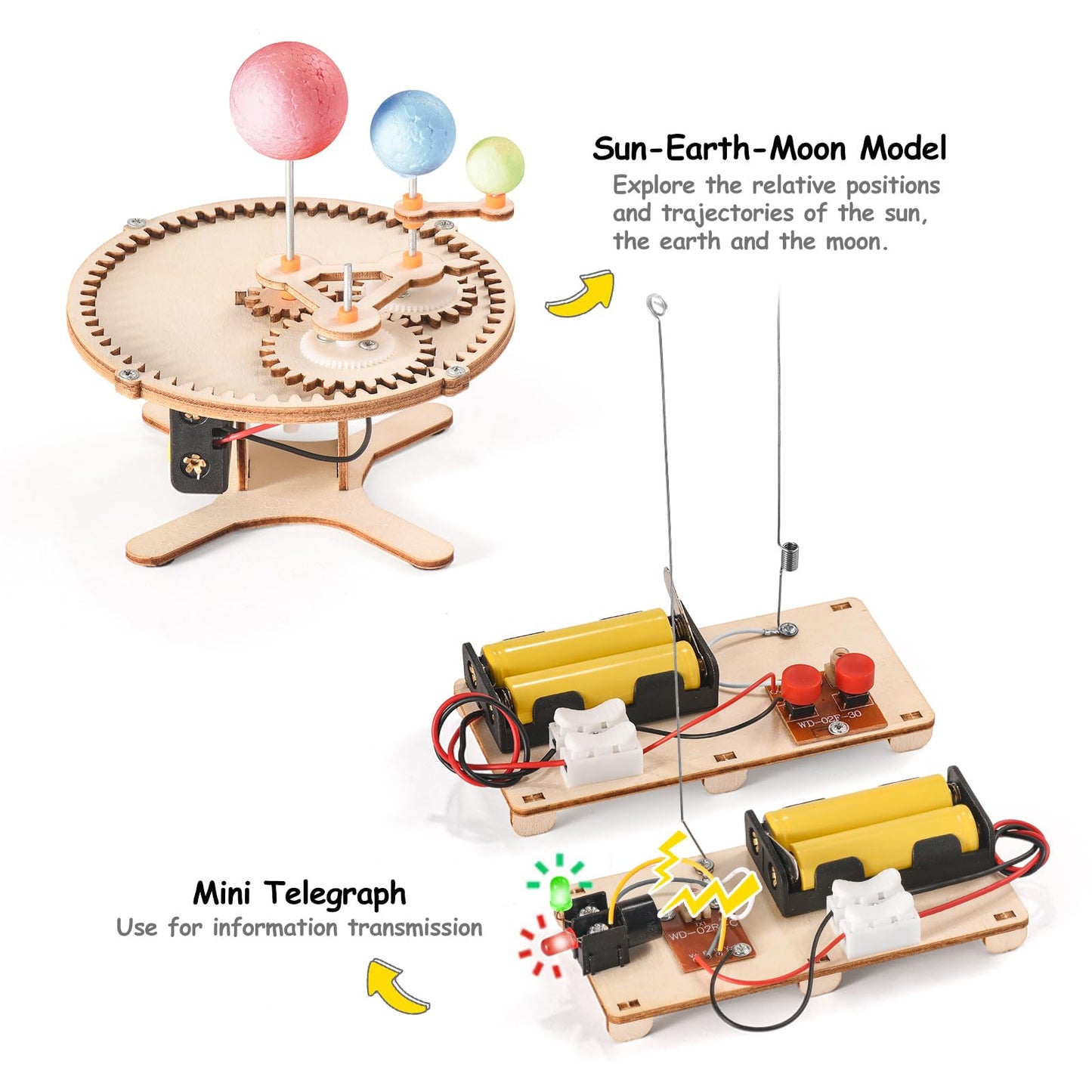 STEM Science Kits for Kids Ages 8-12 8-10, Wood Building Crafts Kits for Boys, STEM Toys for Ages 8-13 9 10 11 Year Old Gifts, Kids Science Engineering Experiment Projects, 3D Wooden Puzzles 10-12