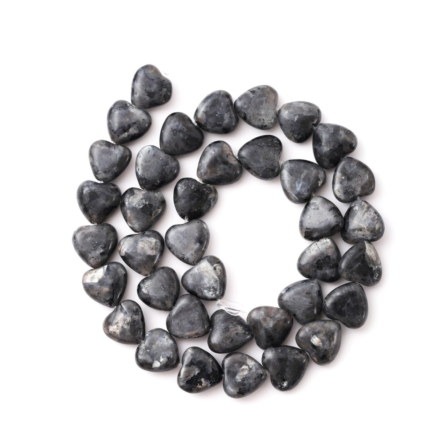 Natural Heart Shaped Black Labradorite Stone Beads 10mm Loose Crystal Healing Beads for DIY Necklace Bracelet Making Gemstone Craft Supplies
