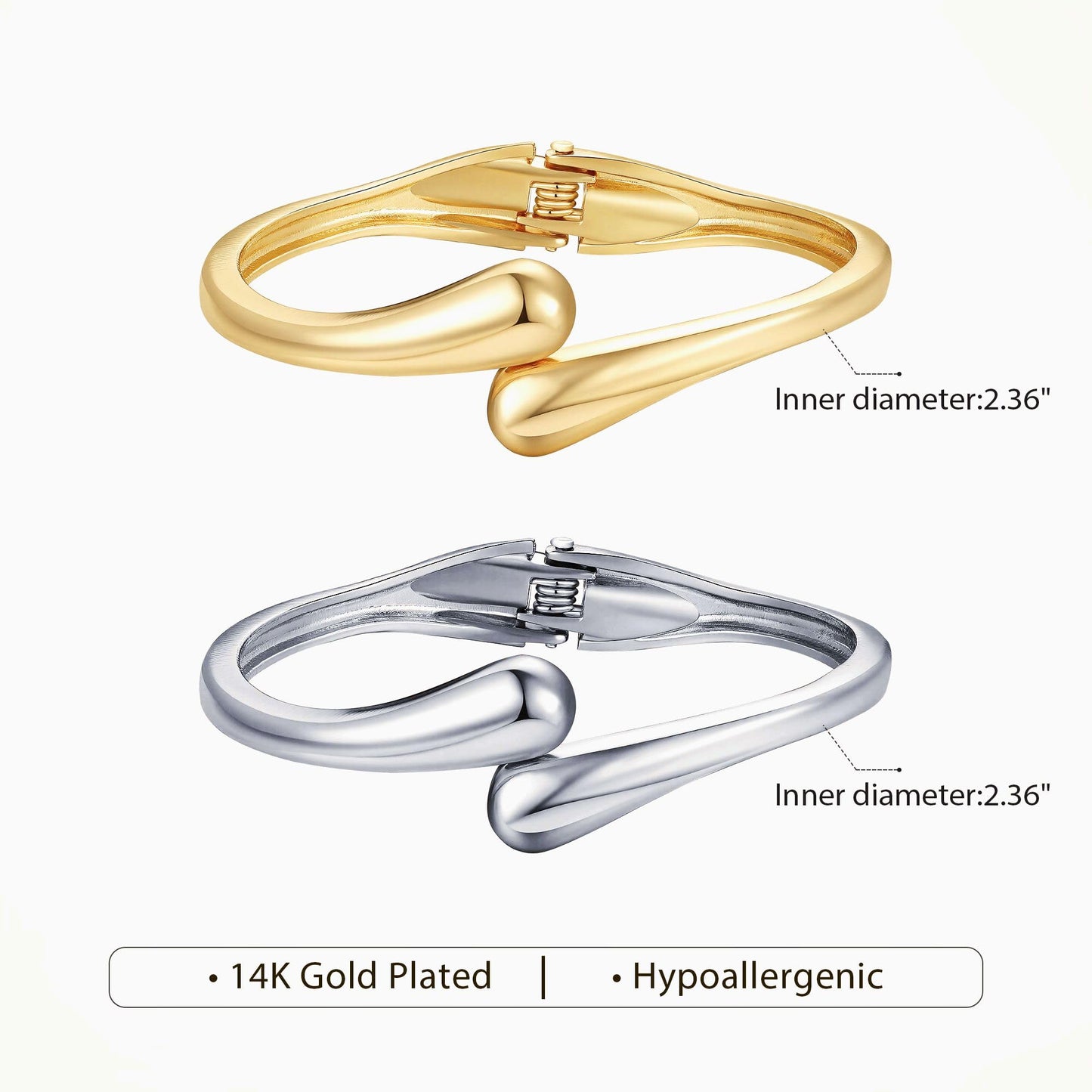 M MOOHAM Chunky Gold Silver Bangle Bracelets for Women, Dainty 14k Gold-Plated Thick Stackable Statement Bangles Bracelet Set Twist Cuff Drop Bracelet Stack for Women Trendy Jewelry Gifts