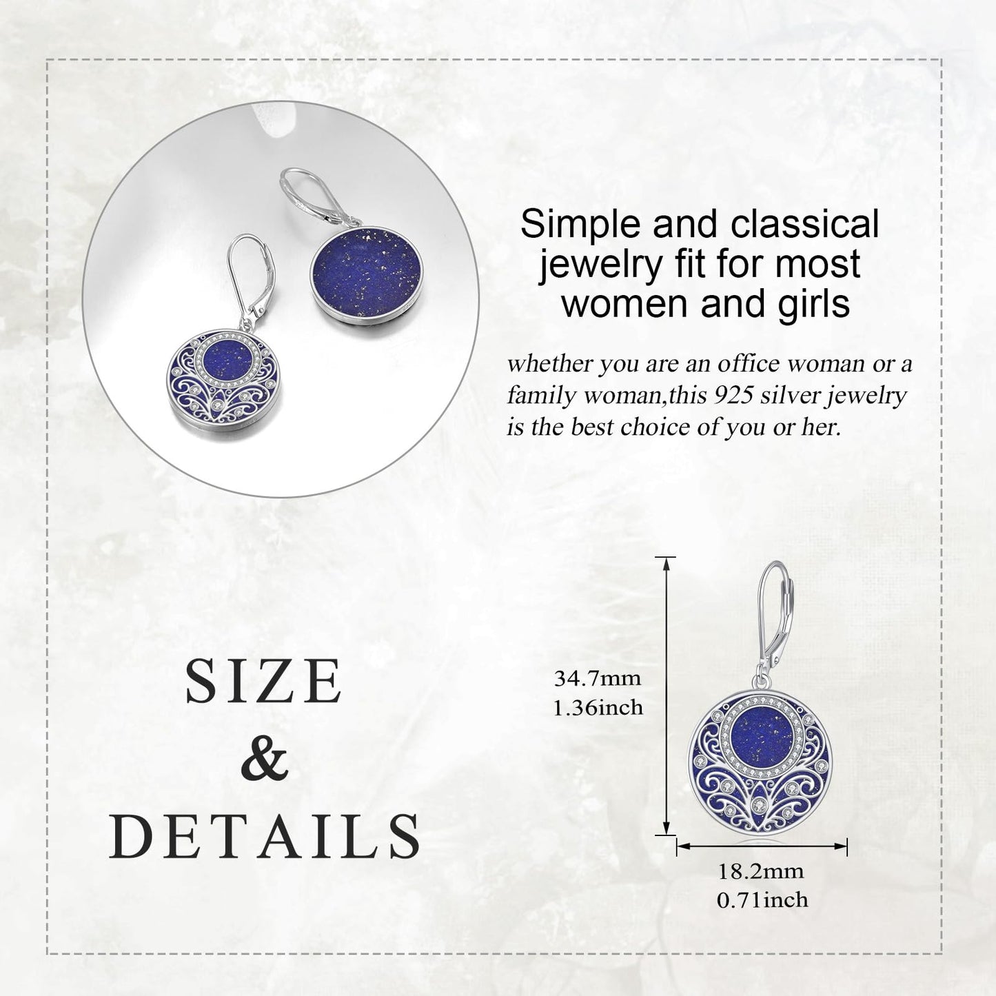 Lapis Lazuli Earrings Sterling Silver Filigree Drop Earrings Blue Lapis Dangle Earrings Jewelry Gifts For Women