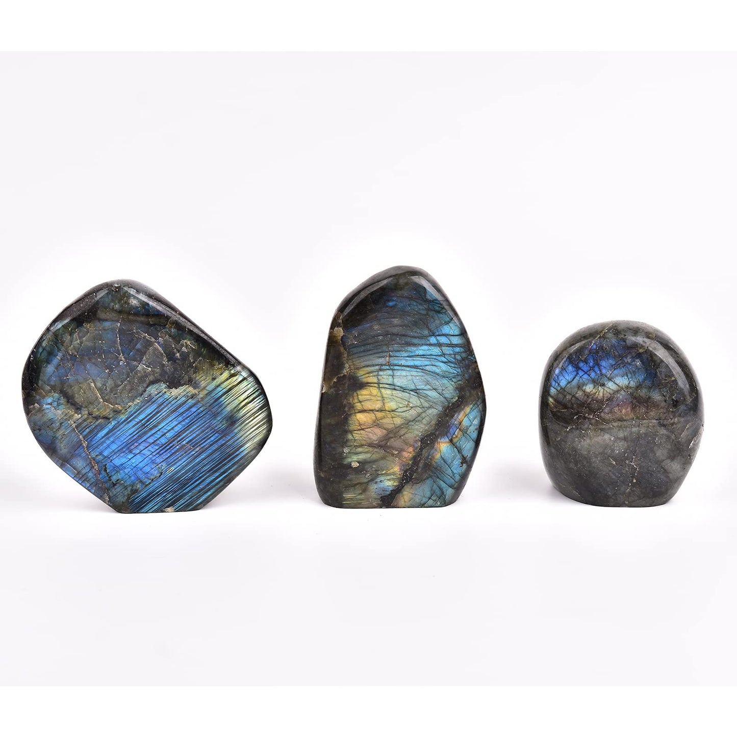 JIC Gem Class 1 Labradorite Polished Gemstone Healing Crystal Worry Palm Stone Crystal Reiki Stone for Anxiety Stress 0.8-1 lb