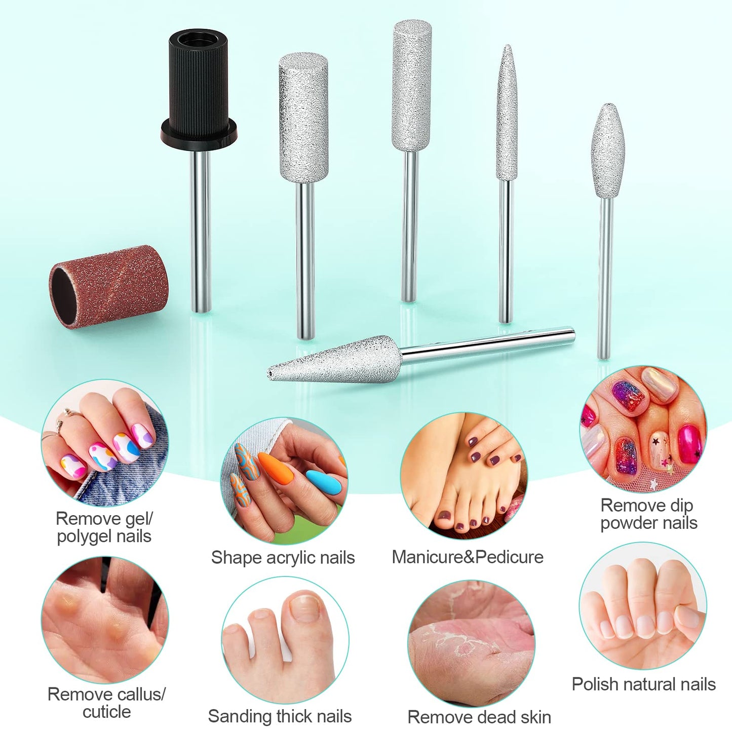 20000RPM Electric Nail Drill Compact Portable Efile Professional Manicure Pedicure Nail File Drill Kit for Acrylic, Gel Nails and Home Salon Use