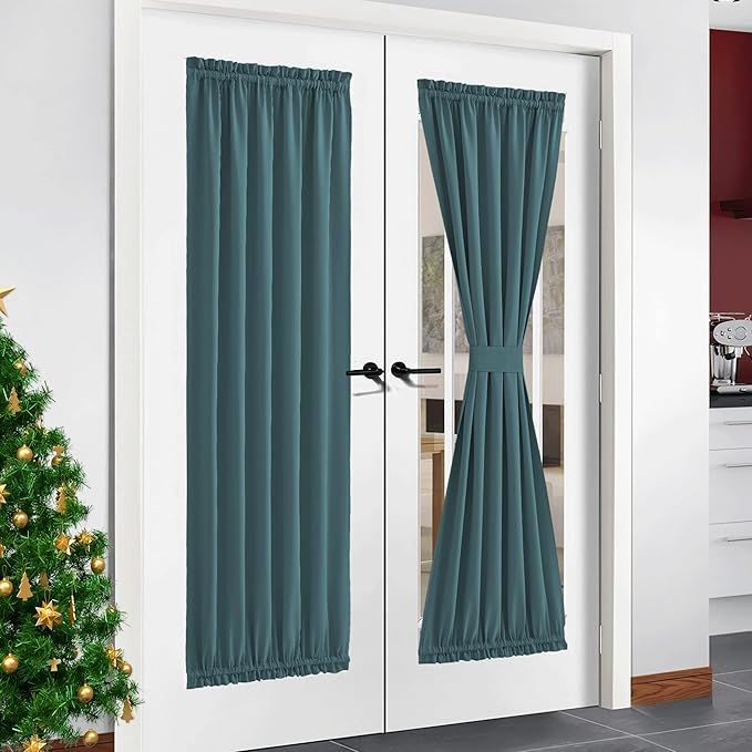 NICETOWN Blackout Door Window Panel - Privacy Thermal Insulated Room Darkening French Kitchen/Front Door Window Treatment Curtain Drapes, 1 Panel, 54W x 72L inches, Sea Teal