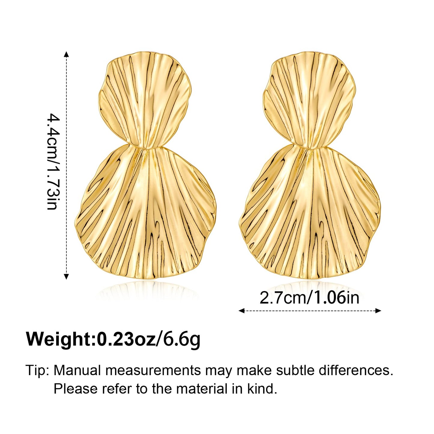 FILMOON Gold Plated Earrings Dangle Shell Earring for Women Fan-shaped Earrings Fashion Statement Jewelry