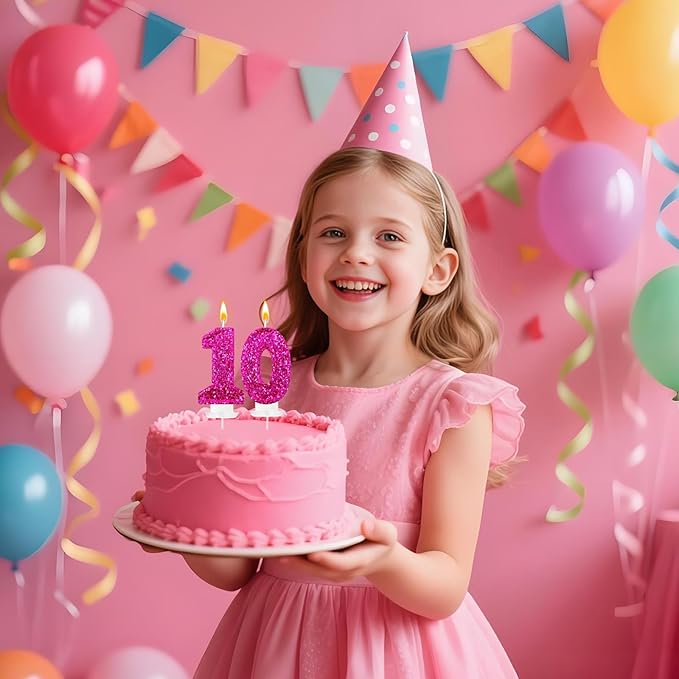 Zailo Birthday Number Candles, Glitter Number Candle Cake Decorations with Sequins, Cupcake Decorations for Girls, Women, Party Anniversary Celebrations (Number 1, Bright red)