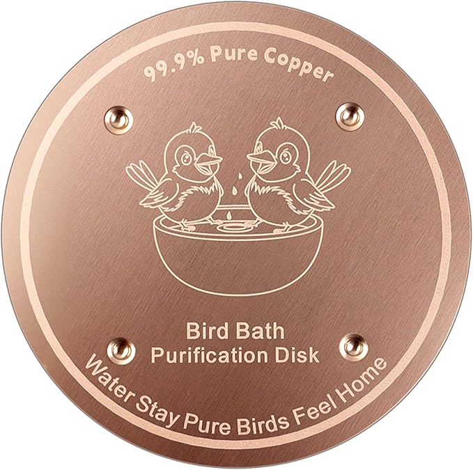 1 Pcs Copper Disc for Bird Bath | 99.99% Pure Copper Plate & Birdbath Disk | 0.6mm Thick Reinforced Design | Maintains Clean Water Naturally | Fits All Birdbath Bowls Year-Round (Bird Style 3)