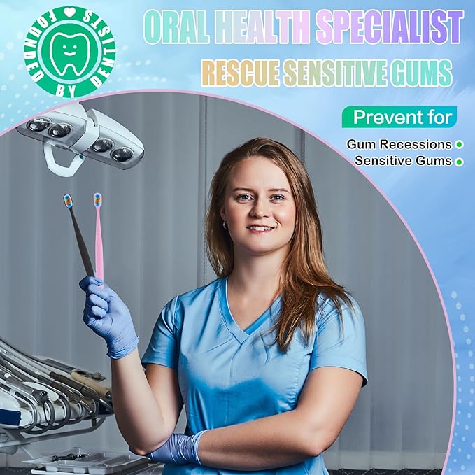6-Pack Extra Soft Toothbrushes for Sensitive Teeth & Receding Gums - Dentist-Designed Tapered Bristles for Gentle Plaque Removal - Individually Wrapped Toothbrushes